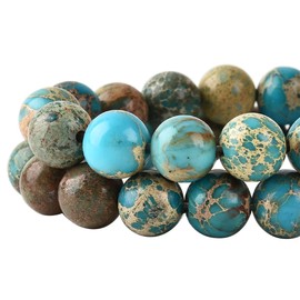 4mm Sky Blue Sea Sediment Imperial Jasper Round Gemstone Natural Stone Loose Beads for Jewelry Making Design Crafts 90 Pcs 15 Inch