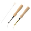 2 Pcs Embroidery Needle Pen and Threaders Wooden Handle Embroidery