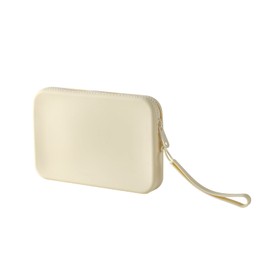 WHHJM Large Silicone Multifunctional Essential Bag Portable Travel Makeup Bag for Women Men Cards Cash Bag Zipper Pouch (White)