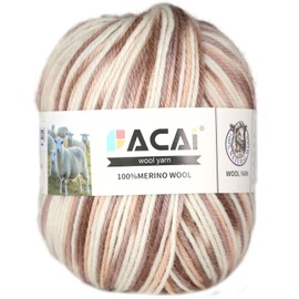 Facai Merino Wool Yarn Sock Yarn - 100% Pure Merino Wool Roving for Knitting, 1-Ball Set, 3.5oz (240 Yards), Worsted Weight (1, Cappuccino)