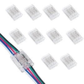 YUTOKEER 5 Pin Cable Connectors 10 Pieces - Clear, Solderless, Suitable for 22-20AWG (0.5-0.6mm²), Quick Connector for Low Voltage, LED Strip, Car, Household (5PIN)