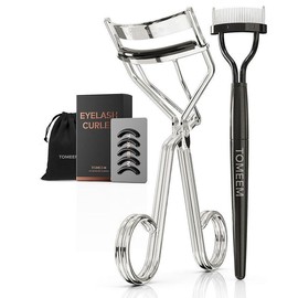 Eyelash Curler with Comb, Professional Volumizing Lash Lift Kit Lash Curler with Refill Pads for Home & Travel Uses, Rose Gold - Color: Silver