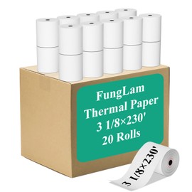 3 1/8" x 230' Thermal Paper Rolls, Receipt Paper Roll, POS Cash Register Receipt Printers Paper Rolls For Clover/Square/Verifone Printers, (20 Rolls)