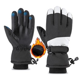 Ohhvvow Winter Ski Snow Gloves Men Women, 10-Finger Waterproof Windproof Touchscreen Snowboard Gloves Insulated Warm Winter Snowmobile Gloves for Extreme Cold Weather