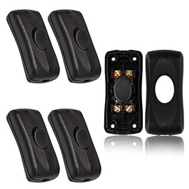 Inline Switch 5 PCS, Cord Appliance Switch, Button on off for Lamp, Rated 2A 250V, for LED Indicator Desk Table Light (Black Switch/Pack of 5)