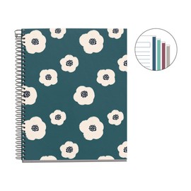 Miquelrius - A5 Notebook (148x210mm) 100 Ruled Pages 70gsm Hard Card Cover 4 Ribbon Spiral Bound 2 Holes Ruled Notebook Beautiful Stationery Green