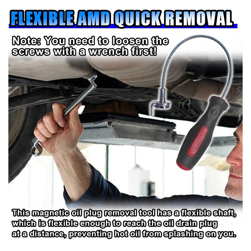 KITUREK Strong Magnetic Oil Drain Plug Remover Tool, 12.9 Inch