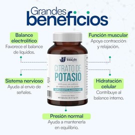 Pack Magnesio Ultra Citrato Potasio Nutrientes Vidalabs México Función Muscular Balance Electrolitos