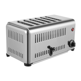 6 Slice Toaster 1680W Commercial Electric Pop-Up Toaster 110V Stainless Steel Bread Baking Machine Heavy Duty Conveyor Sandwiches Baking Equipment for Home Restaurant Bakery