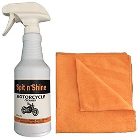 Spit n Shine Motorcycle Cleaning Kit Includes: 16 oz. Motorcycle Cleaner Spray, 16" x 16" Microfiber Towel