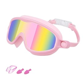 CYCFMYYLY Kids Swim Goggles, Anti-Fog UV Protection Clip on Goggles Kids, HD Children's Large Frame Waterproof Swimming Goggles for Kid Boys Girls, 3-14