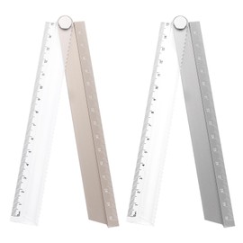 sourcing map 2pcs Folding Straight Ruler 30cm Metric Aluminum Alloy Protractor Foldable Angle Ruler Geometric Measuring Tool for Architects Artists Office, Gold/Gray