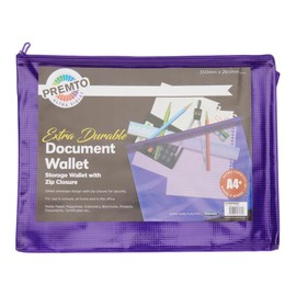 Premto (A4+ Size, Ultra Violet), Extra Durable Mesh Bag, Smart Envelope Design, Waterproof Pouch for School Office Supplies, Zipper Pouch, Secure Zip Closure, Travel Bag