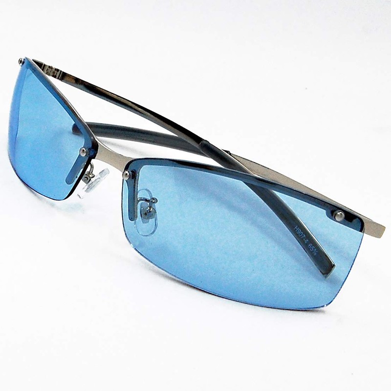 Eyewear H-907-4 Men's Sunglasses, UV Protection, Clear, Blue Lenses, Thin