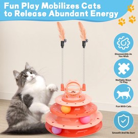 LALAKATS Cat Toys Interactive Cat Toys for Indoor Cats Kitten Toys Interactive Cat Toy Cat Puzzle Toy Cat Ball Toy with 2 Cat Teasers Orange