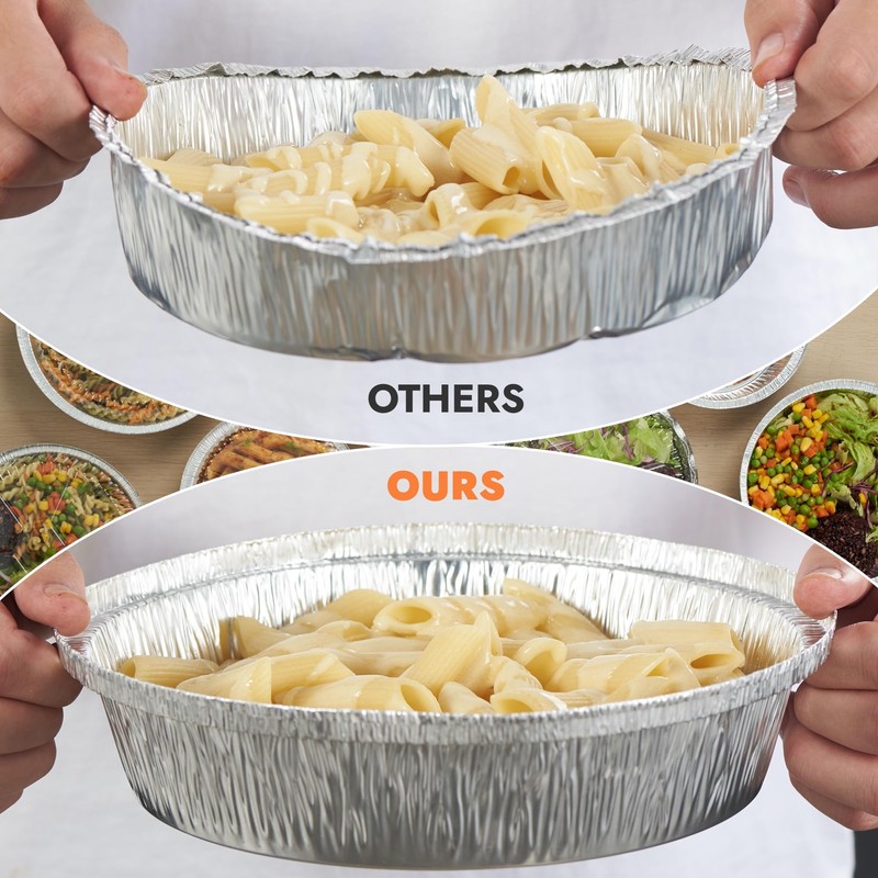 CURTA 8" Round Aluminum Foil Pans with Clear Lids |