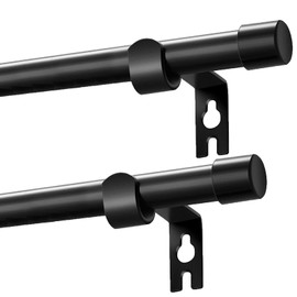 Black Curtain Rods 2 Pack, Curtain Rods for Windows 30 to 45 Inch, 5/8 Inch Curtain Rod Stainless Steel with Brackets Easy to Install