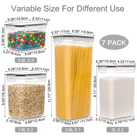 PANTRYSTAR Airtight Food Storage Containers with Lids, 7 PCS BPA Free Kitchen Canisters for Spaghetti, Pasta, Dry Food, Flour and Sugar, Plastic Canisters for Pantry Organization and Storage