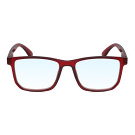 Calabria R861 Blue Light Reading Glasses +0.00 Red Crystal Men Women Trendy Eyeglasses Work Gaming Computer Readers w/Case