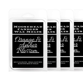 Orange Blossom & Amber Wax Melts 4-Pack | Moosehead Candles | Hand-Poured, Long-Lasting Home Fragrance | Supports Animal Rescue Efforts