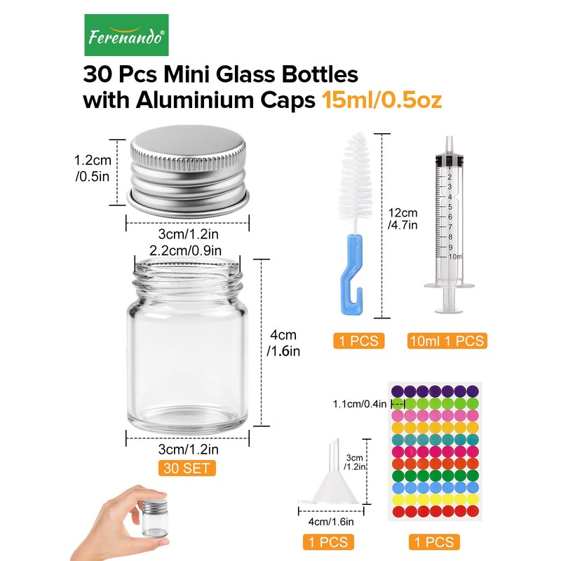 Ferenando Pack of 30 Wide Mouth Test Tube with Screw