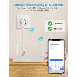 EIGHTREE WLAN Smart Socket 5GHz, Smart Home WiFi Socket, Alexa Accessories, Power Consumption Measurement, Schedule, Remote Access, Works with Alexa, Google Home, SmartThings, 16A, 4 Pieces