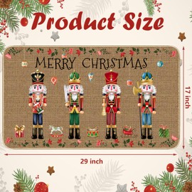 TREWAVE Nutcracker Christmas Doormat Decorative Door Mat Christmas Decor Xmas Holiday Non Slip Welcome Floor Rugs Soldier Kitchen Rug for Home Indoor Outdoor Decor 17x29 Inch