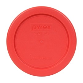 Pyrex 7202-PC Red Round 1 Cup Plastic Storage Lid - Original Genuine Pyrex Lids - 6 Pack - Made in the USA