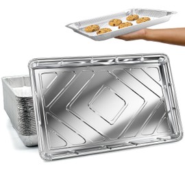 ebake Aluminium Trays - Pack of 20 Disposable Aluminium Grill Trays (32 cm x 20 cm x 3.3 cm) - Large Aluminium Grill Tray for Baking, Roasting, Cooking, Grilling, Grilling and Storing Food