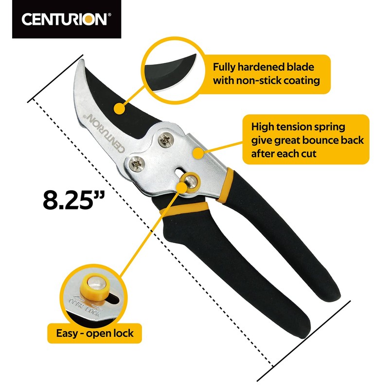 Centurion 1299 8" Steel Bypass Pruning Shears, Garden Shears, Hand
