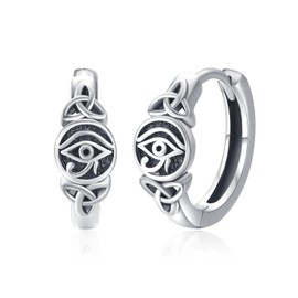 Eye of Horus Earrings for Women 925 Sterling Silver Celtic Knot Eye of Horus Hoop Earrings Happy Eye Protection Jewellery, Sterling Silver