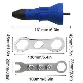 AIMALL 3PCS Electric Rivet Gun Adapter Set 6.3in Heavy Duty Drill Riveting Tool with Swivel Head Three-Jaw Clamping for Metalworking Automotive Furniture Repair