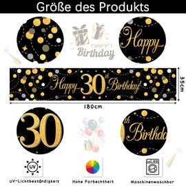 Senken 30 Table Runners Birthday Decoration 30th Birthday Man 30th Birthday Men Women Decoration Happy Birthday Decoration Birthday Decoration for Men Women Birthday Party Decoration 180 x 35 cm