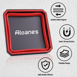 ALOANES Magnetic Parts Tray Set-Collapsible Magnetic Tool Tray Small Parts Organiser with Double Magnet,Magnetic Bowl for Fixing Nuts and Bolts (Red&Blue)