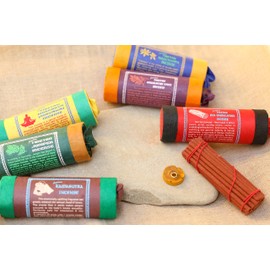 Premium Tibetan Incense Sticks Set, 6 x 30 Pieces, Handmade in Nepal, 100% Natural and Organic, with Stick Holder