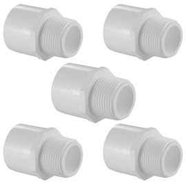 Lesso America 436 Series PVC Pipe Fitting - Male Adapter - Schedule 40 (White) - 1/2" (MIPT × SOC) 5 PCS/High-Flow Capacity/Plumbing, Irrigation, Pool, Spa, DIY Projects/NSF Certified (436-005)