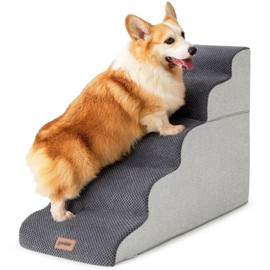 ZOMISIA Dog Stairs for High Beds - Pet Stairs for Couch, 35D Foam Dog Steps for Small to Large Dogs with Non-Slip Bottom Dog Ramp Grey, 5 Steps