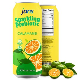 Jans Sparkling Prebiotic Soda Beverage — Calamansi 8.4 Fl Oz (6-Pack) – Low Calorie, NO Added Sugar, Non-GMO Sparkling Fruit Beverage, Gut Health Support