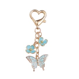 Butterfly Keychain for Women Bag Charms Purse Charms for Handbags Flower Pendant Cute Heart Car Keyrings Accessories