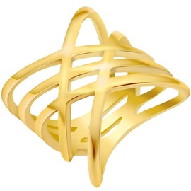 Jude Jewelers Stainless Steel Waved Braided Plain Wrap Promise Statement Party Ring (Gold, 13)