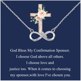 FEELMEM Confirmation Sponsor Necklace God Bless My Confirmation Sponsor Gift Catholic Mentor Gifts for Godmother Thank You