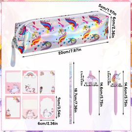 Unicorn Stationery Set for Girls, Cute Stationery School Supplies Includes Unicorn Pencil Case, Sticky Notes, HB Pencils, Gel pens, Stickers, Gift for Kids Students