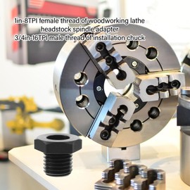 Lathe Headstock Spindle Adapter Steel Faceplate 3/4in X 16tpi to 1in X 8tpi Thread Chuck Insert Adaptor Woodworking Tool Accessories