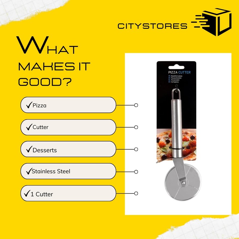Citystores® CA Stainless Steel Pizza Cutter Durable Sharp Wheel Cutter