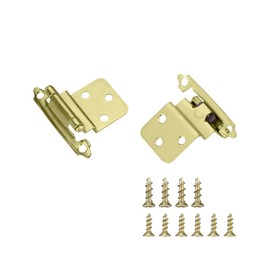 luvilly5 Pairs (10PCS) of 0.37-inch Golden Cabinet Hinges - Embedded Hinges for Cabinet Doors -1.5mm Thick Metal, Brushed Brass Finish, semi Concealed, Including Matching mounting Screws