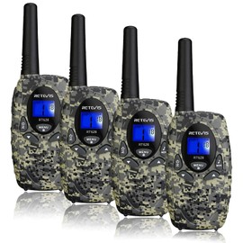 Retevis RT628 Kids Walkie Talkies, Army Toys for Boys 6-12 Years Old Birthday Gift, 22 Channels 2 Way Radio VOX Walkie Talkies for Kids Christmas Stockings Stuffers (Camo, 4 Pack)