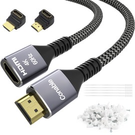 Cable de extensión HDMI 4K de 30 pies, HDMI 2.0 trenzado macho a hembra, cable de cobre puro 3D 4K a 60Hz 2160p 1080p HDR HDCP 2.2 ARC (con 25 lazos, clavos de 25 U, 2 adaptadores HDMI) - 30 pies