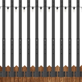 NUERPO 10 Pack String Light Poles,2.8Ft Metal Poles for Outdoor String Lights,Outdoor Light Poles with Post,Poles/Stand for Outside,Patio,Deck,Backyard,Garden Wedding,Party