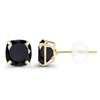 14K Yellow Gold Plated Sterling Silver 6mm Cushion Natural Black