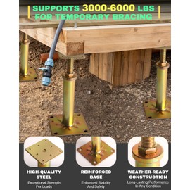 4 Pcs Floor Jack Posts, 13" - 16" Height Adjust Screw Jacks, House Level Supports, DIY Foundation Leveling Jacks Ideal for Stairs and Basement Floor Joist Support Jacks, Gold